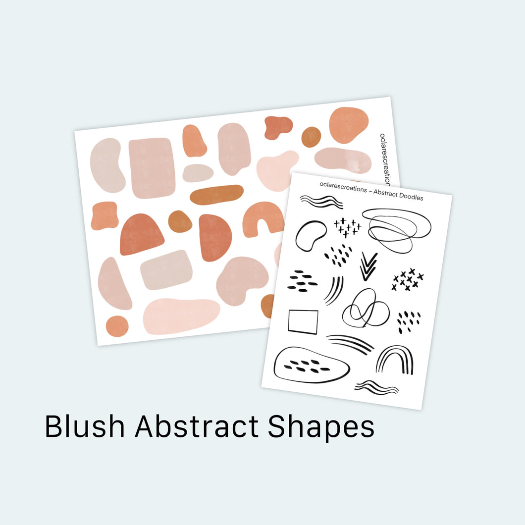 Blush Abstract Shapes Stickers // Bundle Options