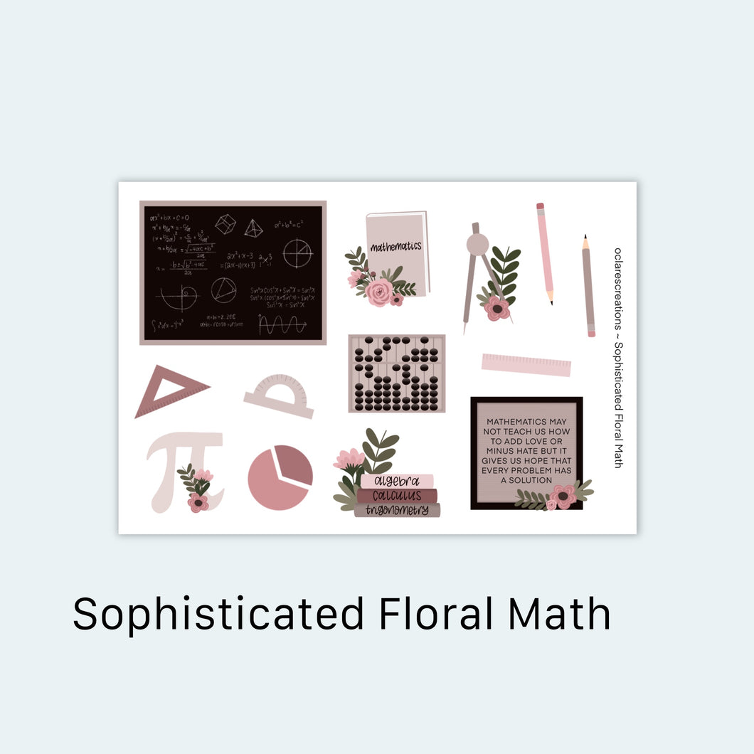 Sophisticated Florals Math Sticker Sheet