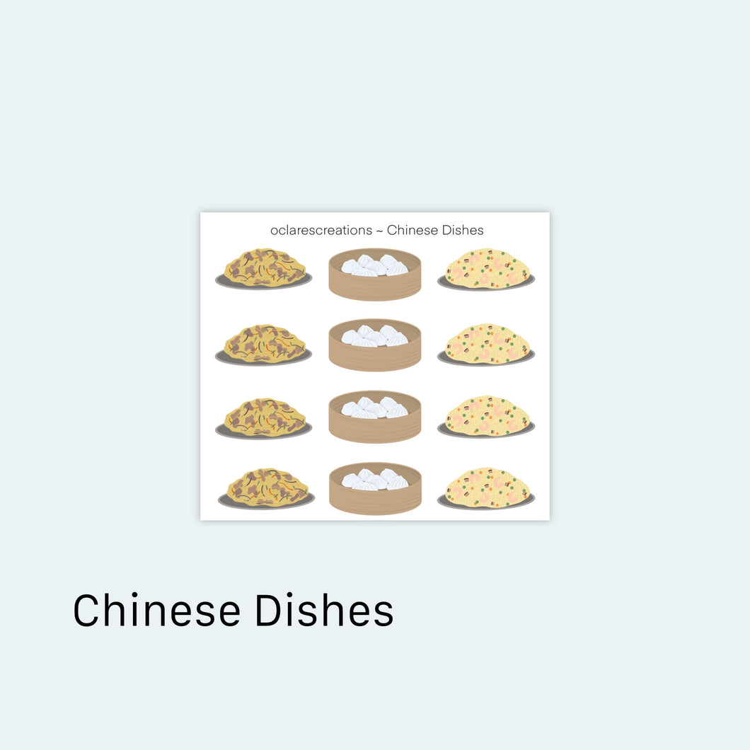 Chinese Dishes Icons Sticker Sheet