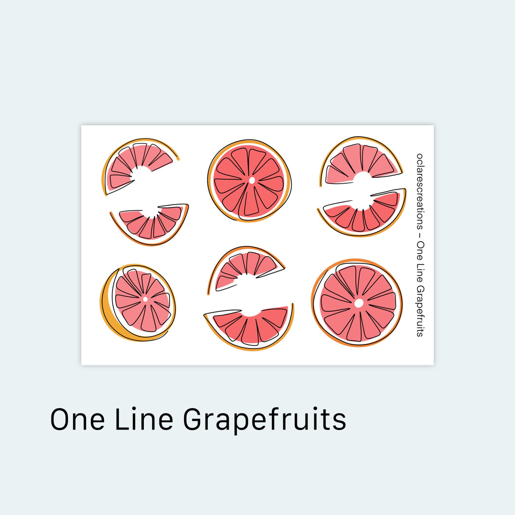 One Line Grapefruits Sticker Sheet