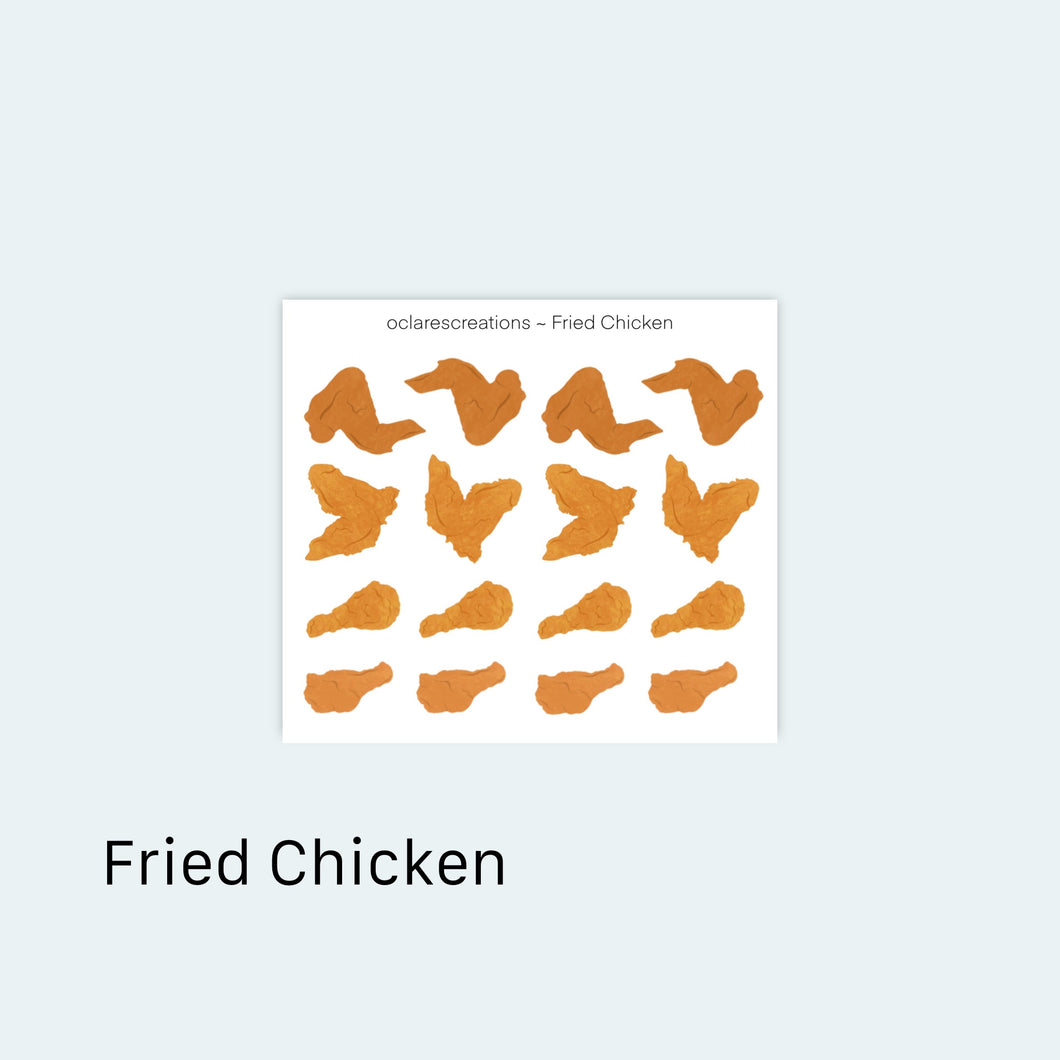 Fried Chicken Icons Sticker Sheet