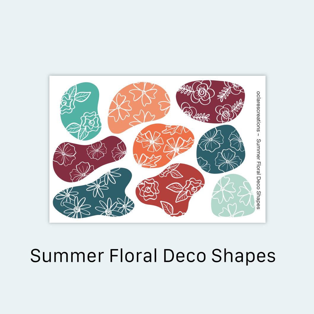 Summer Floral Deco Shapes Sticker Sheet