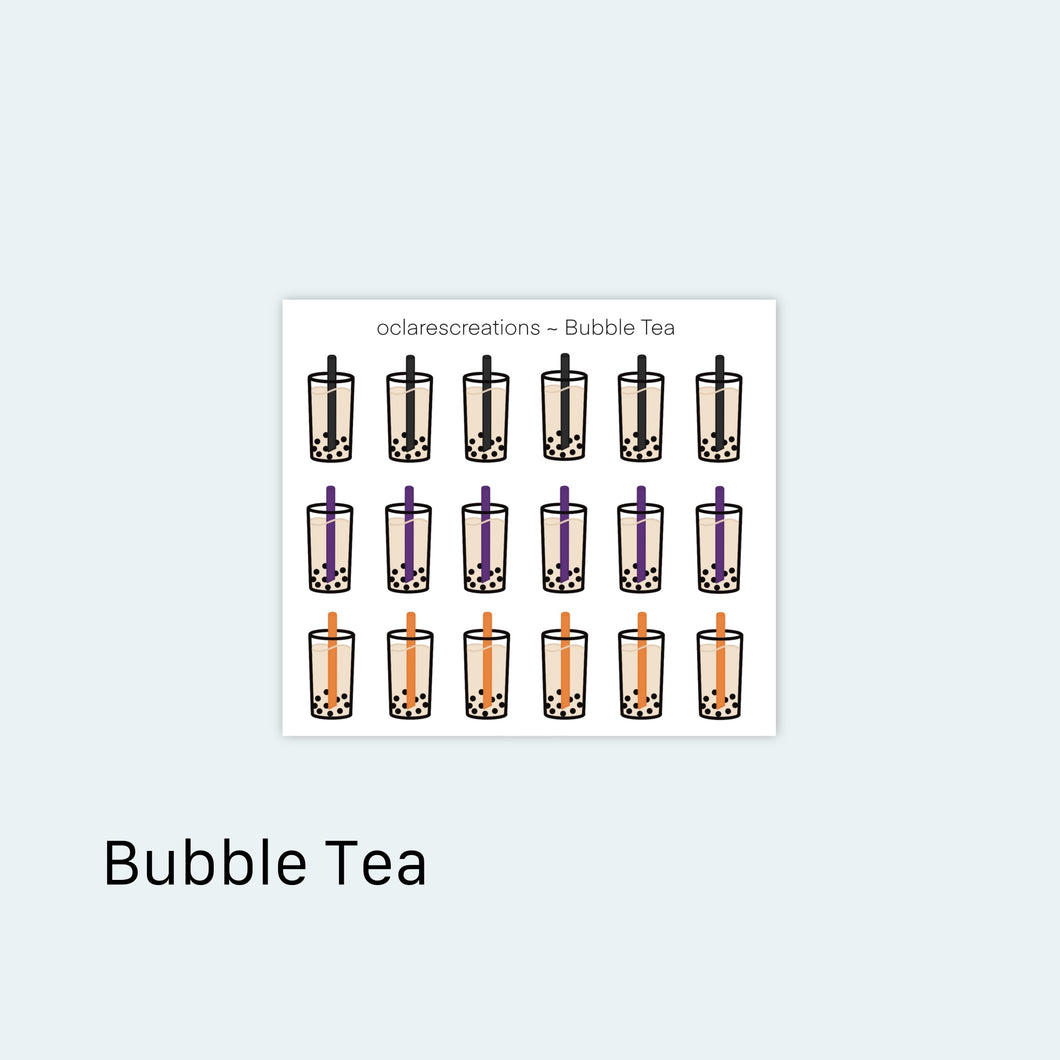 Bubble Tea Icons Sticker Sheet