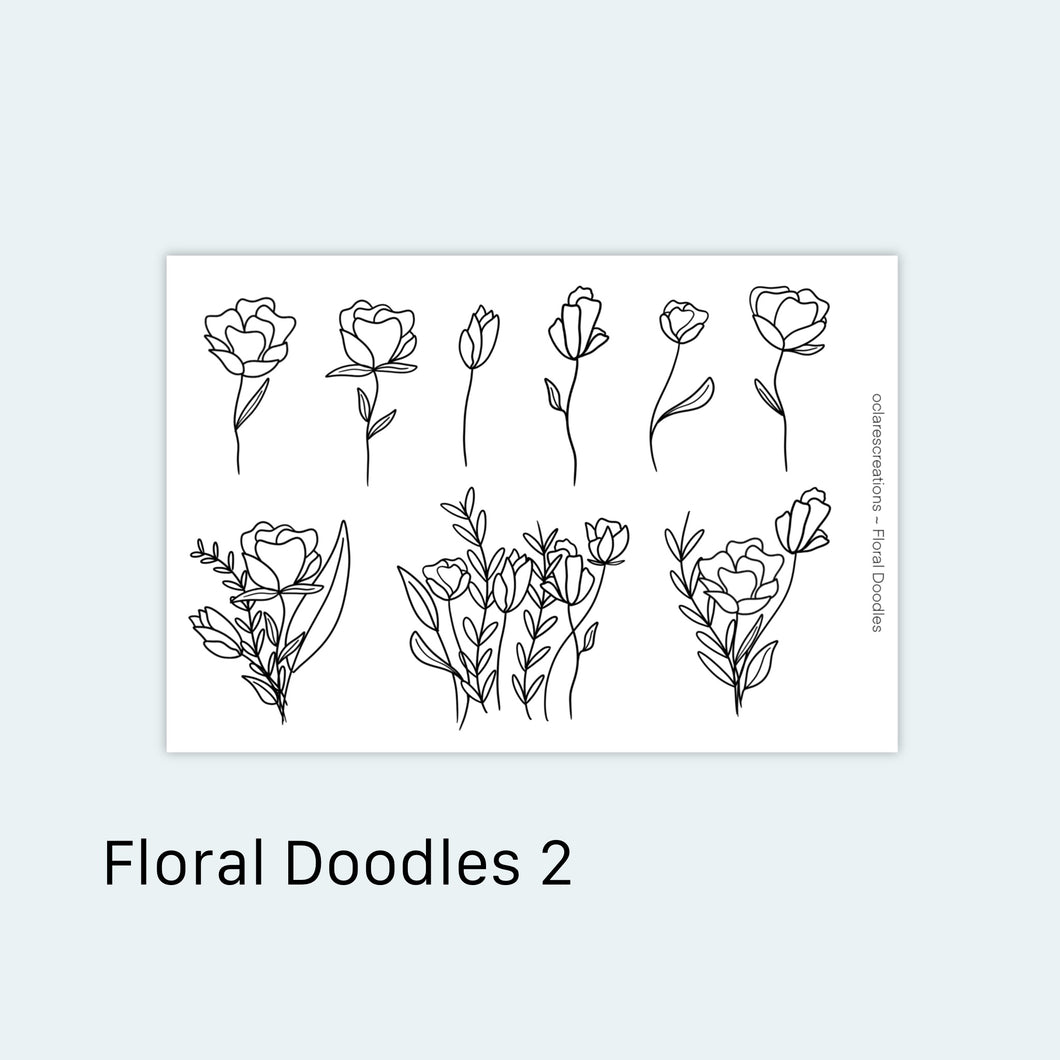 Floral Doodles 2 Sticker Sheet