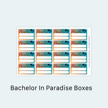 Load image into Gallery viewer, Bachelor in Paradise TV Show Boxes Sticker Sheet
