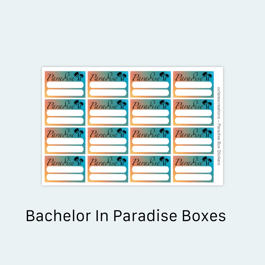 Bachelor in Paradise TV Show Boxes Sticker Sheet