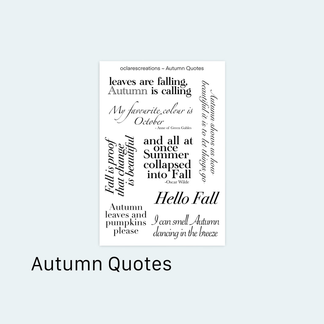 Autumn Quotes Sticker Sheet