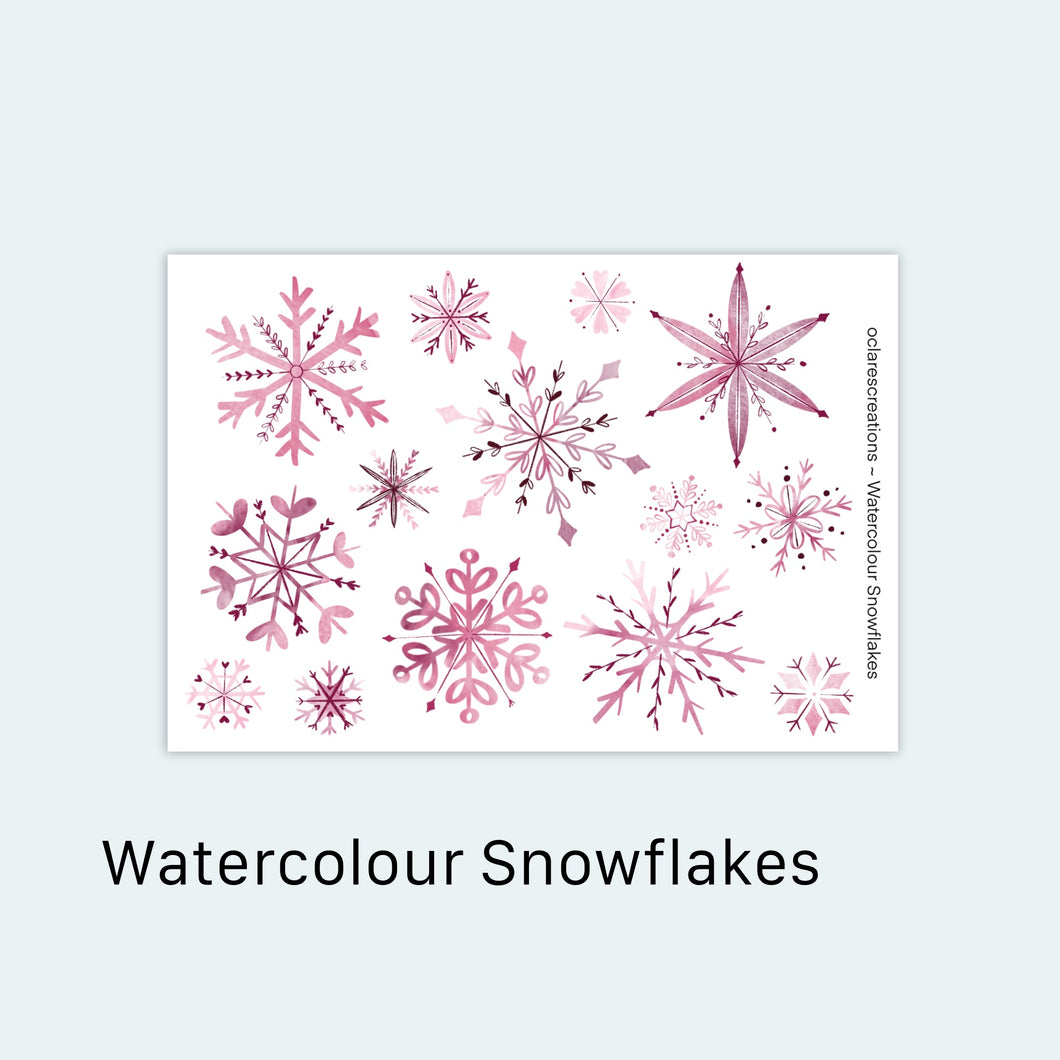 Watercolour Snowflakes Sticker Sheet