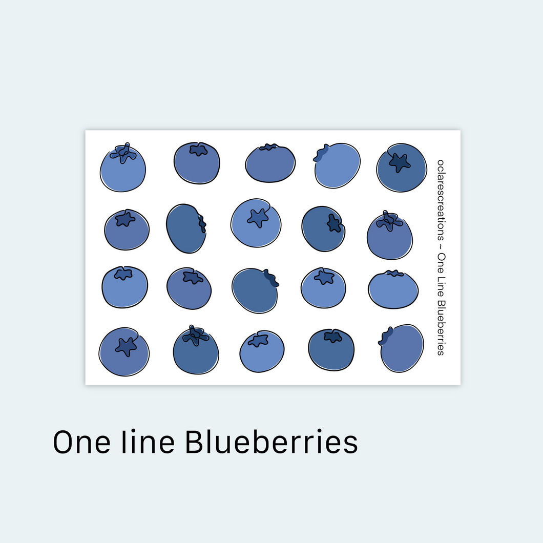 One Line Blueberries Sticker Sheet
