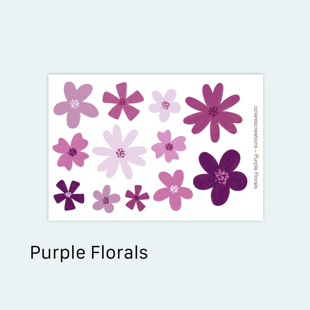 Purple Florals Sticker Sheet
