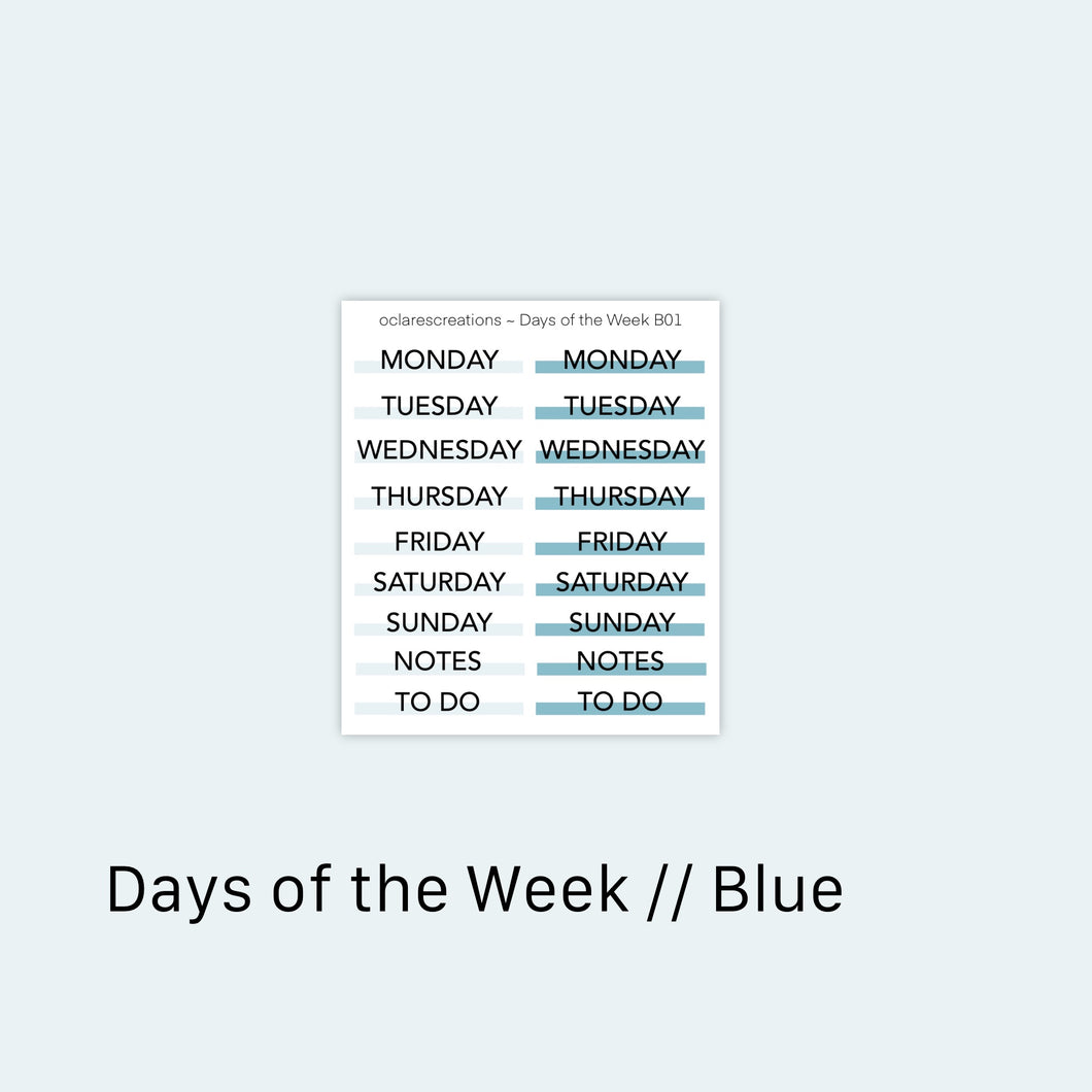 Days of the Week // Blue