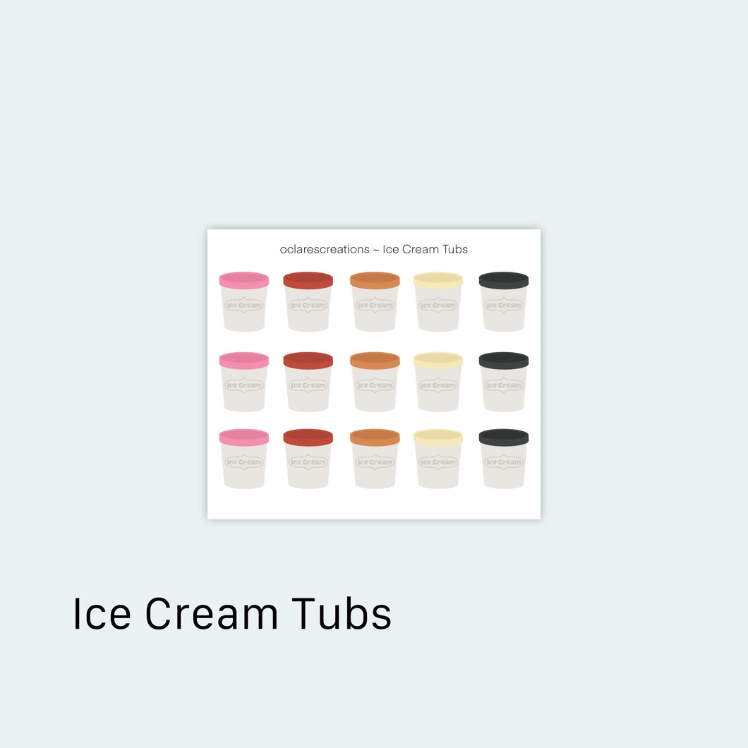Ice Cream Tubs Icons Sticker Sheet
