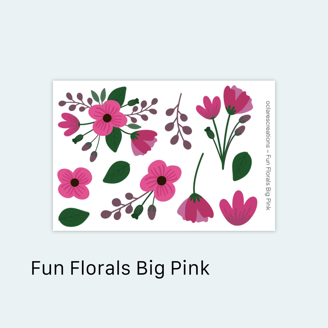 Fun Florals Big Pink Sticker Sheet