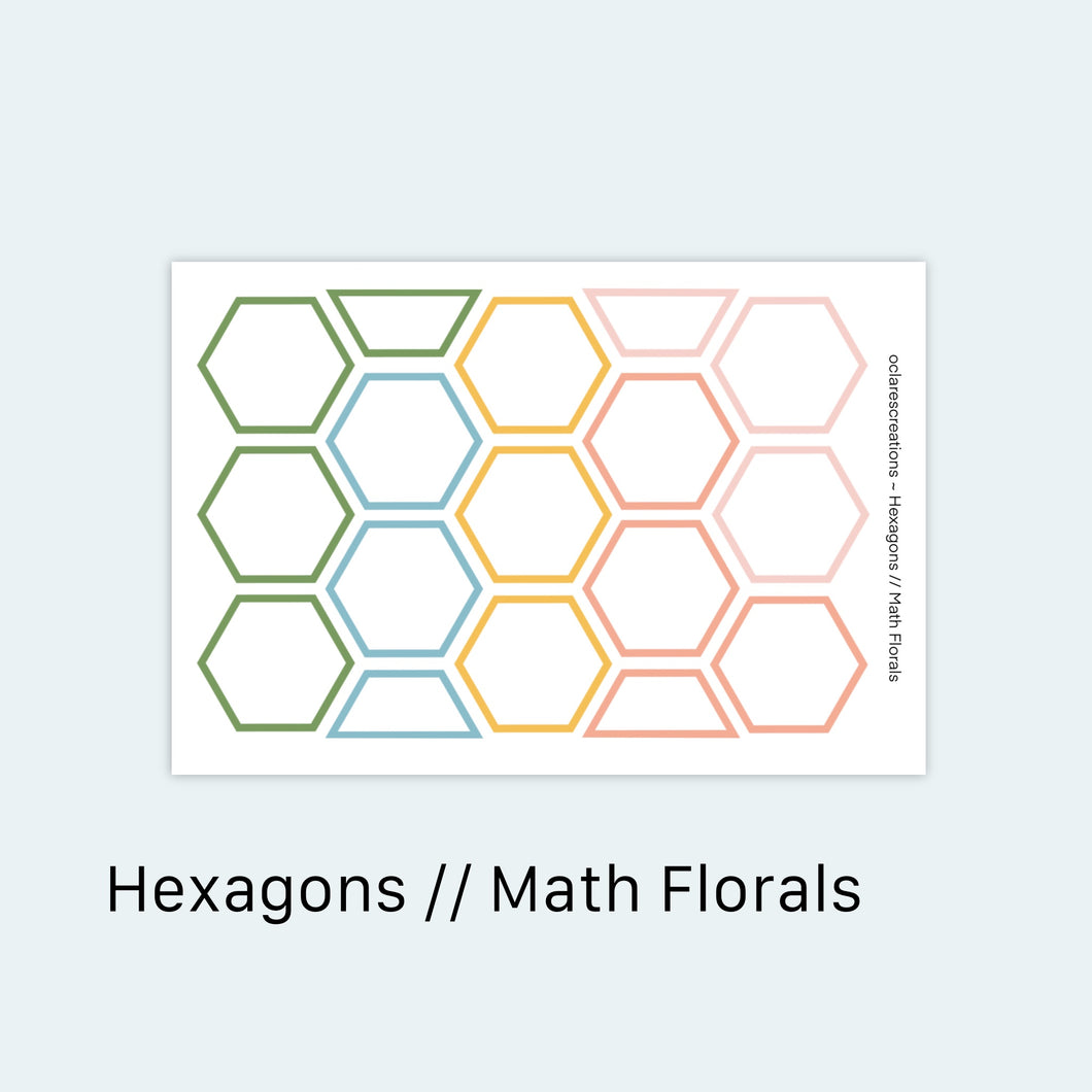 Hexagon Stickers // Math Florals