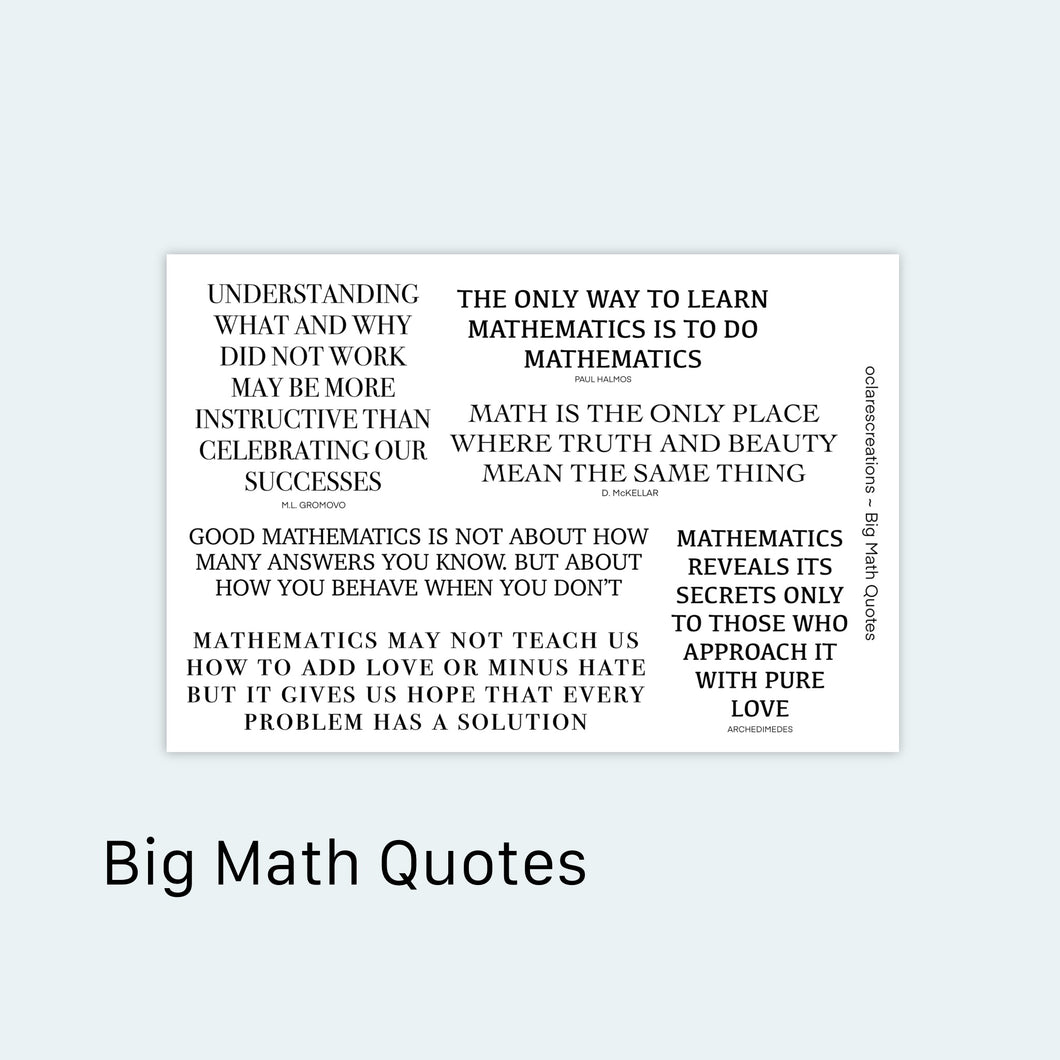 Big Math Quotes Sticker Sheet