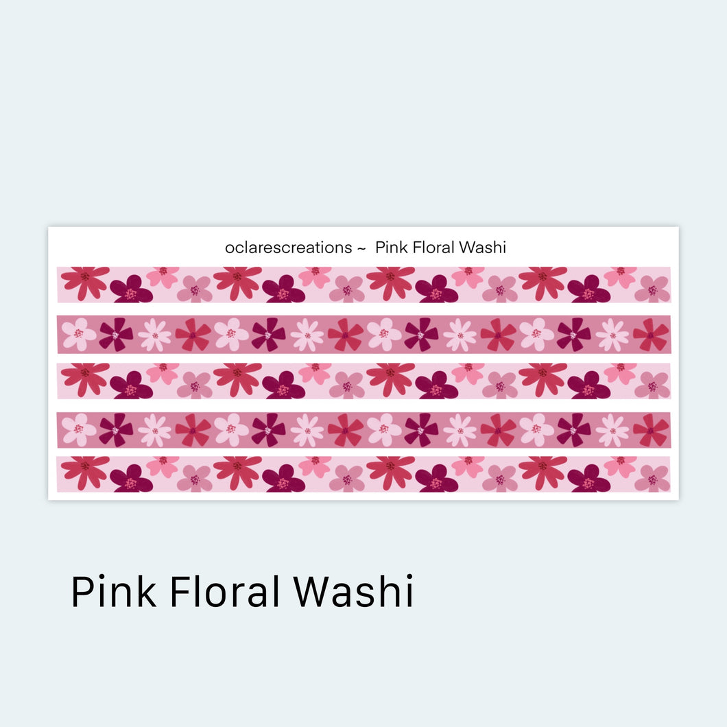 Pink Florals Washi Sticker Sheet