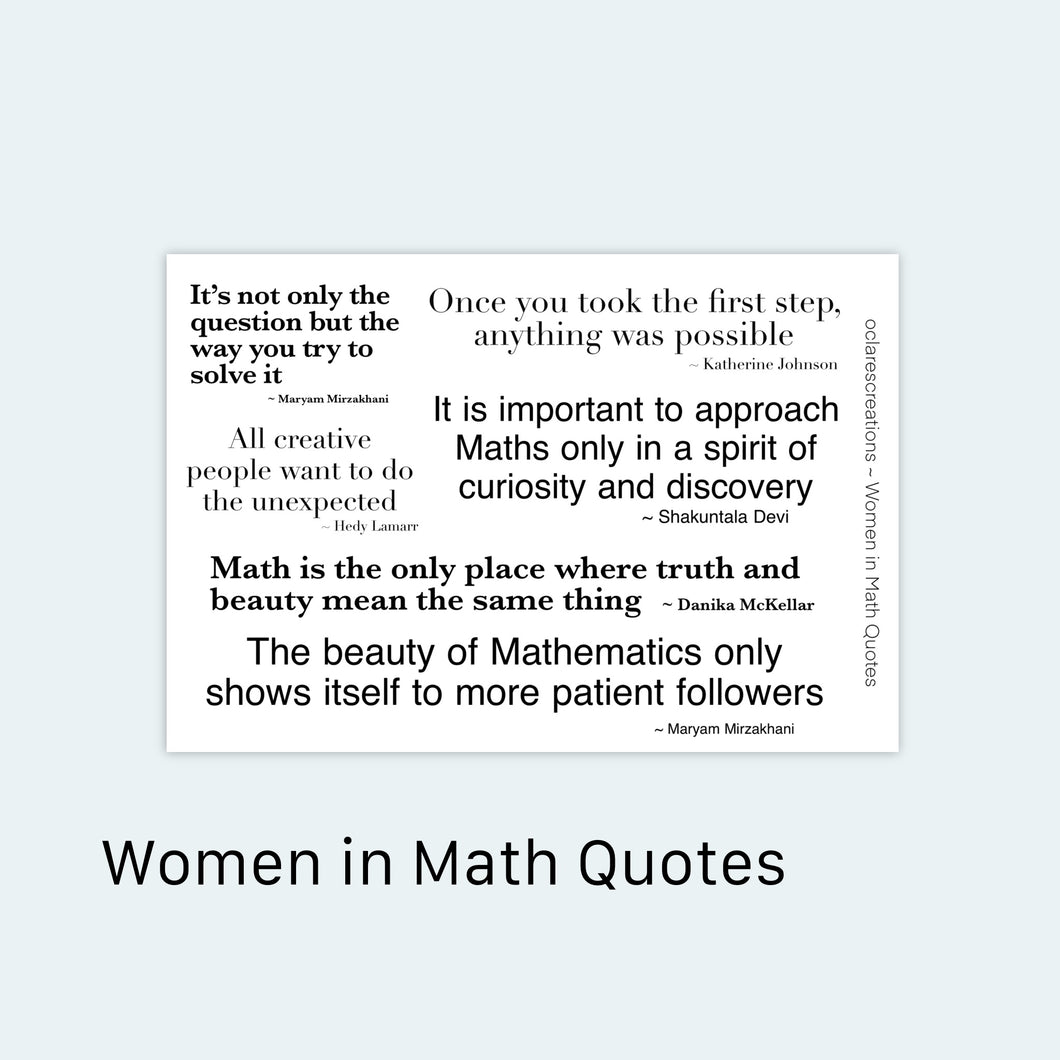 Women in Math Quotes Sticker Sheet