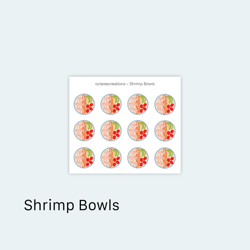 Shrimp Bowls Sticker Sheet