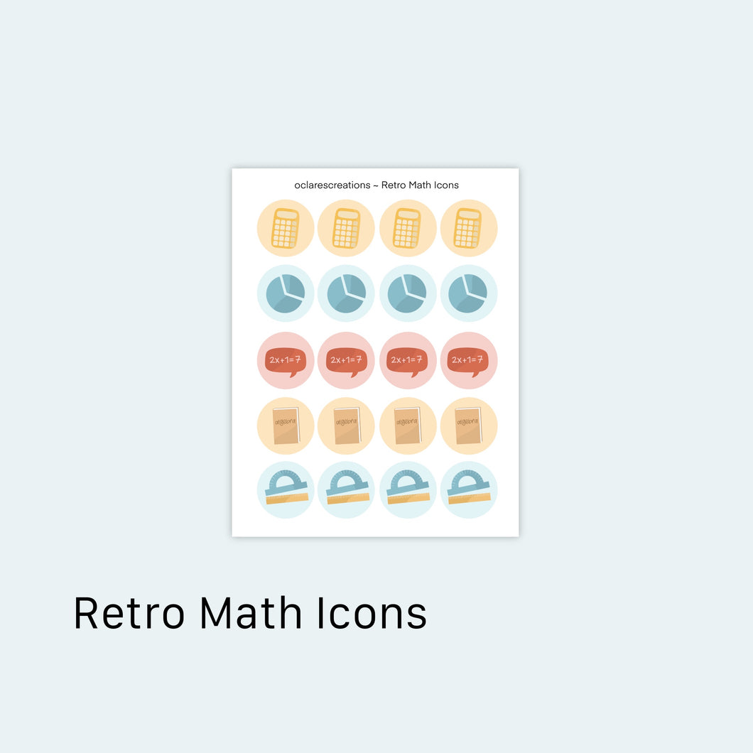 Retro Math Icons Sticker Sheet