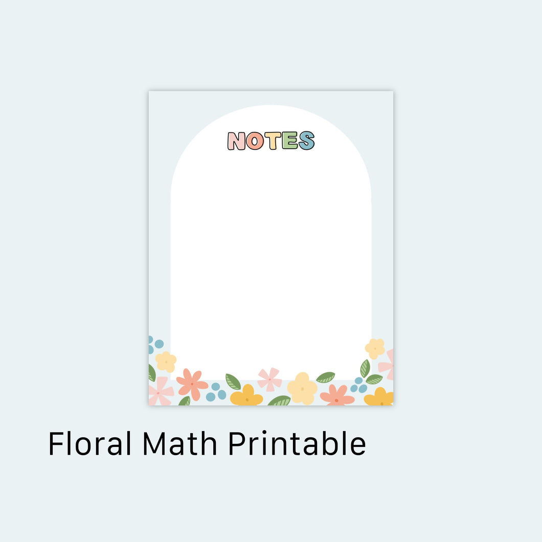 Floral Math Notes Printable