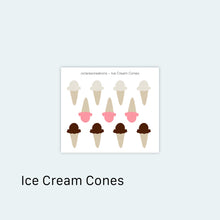 Load image into Gallery viewer, Ice Cream Cones Icons Sticker Sheet
