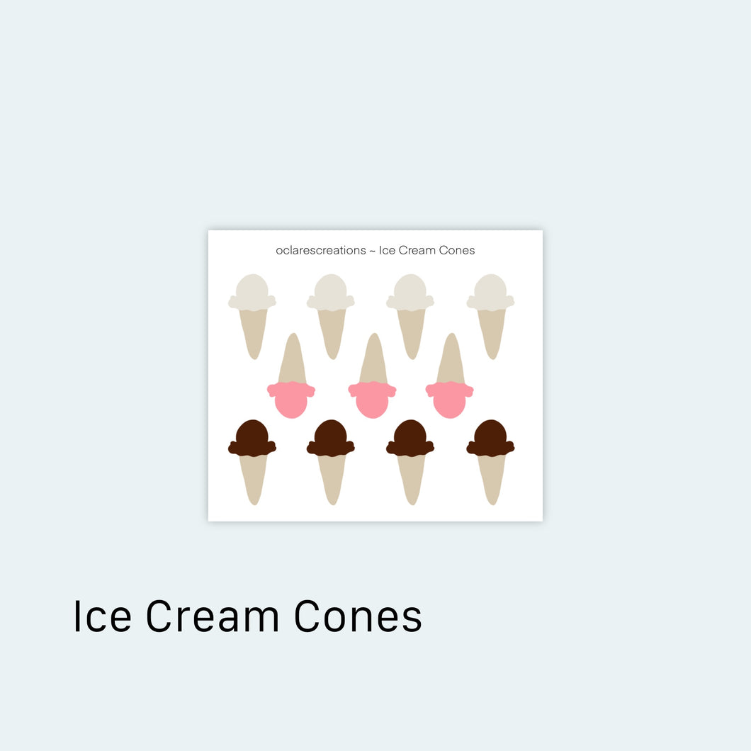 Ice Cream Cones Icons Sticker Sheet