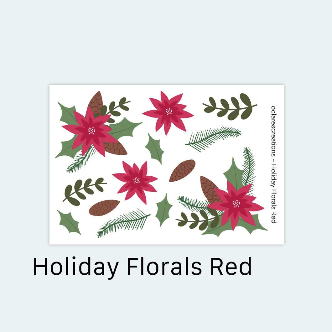 Holiday Florals Red Sticker Sheet