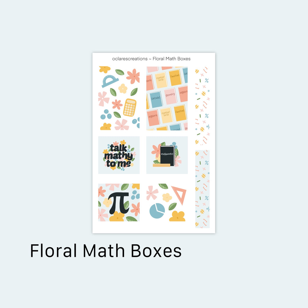 Floral Math Boxes Sticker Sheet
