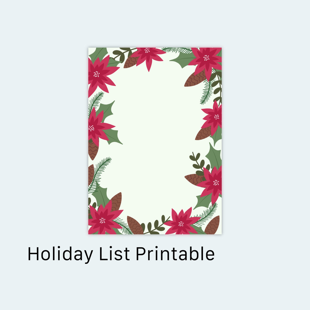 Holiday List Printable