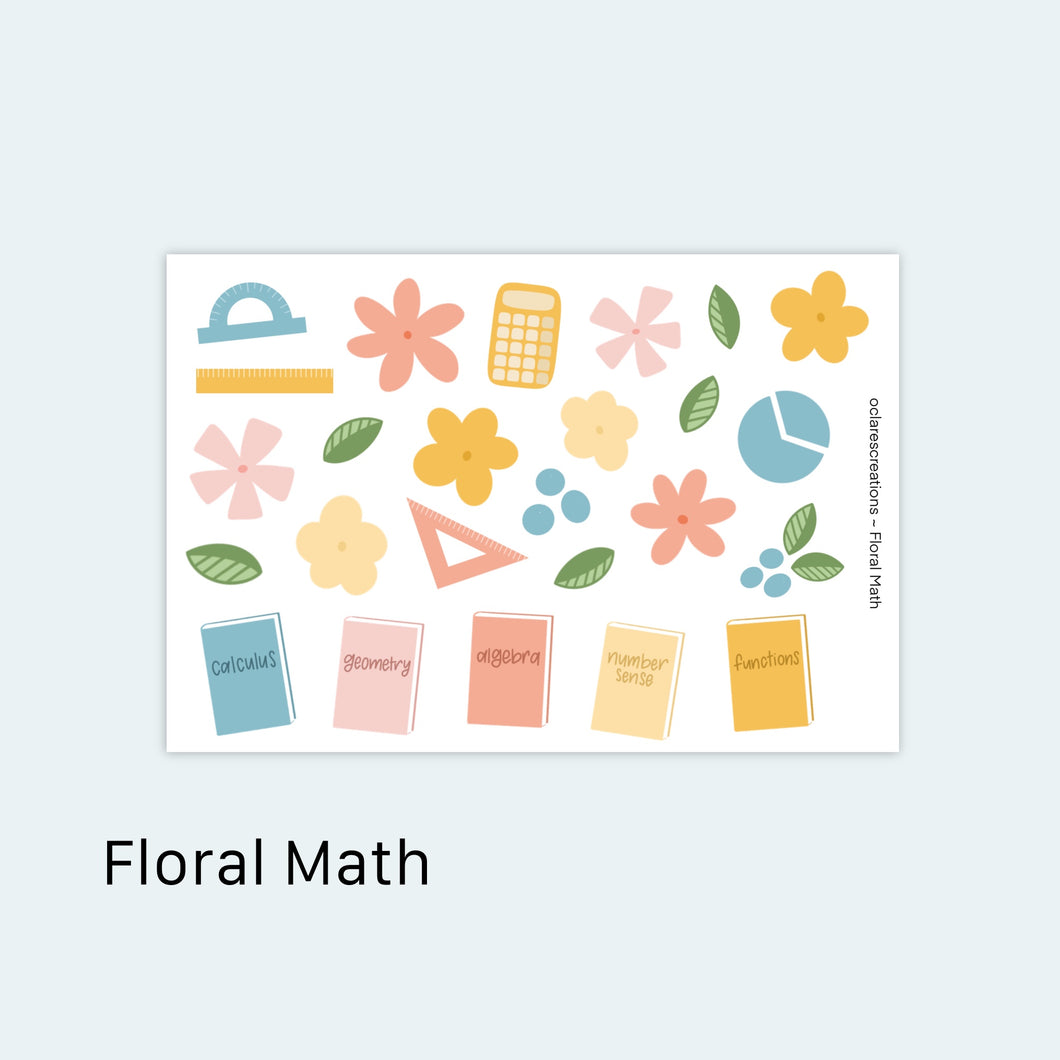 Floral Math Sticker Sheet